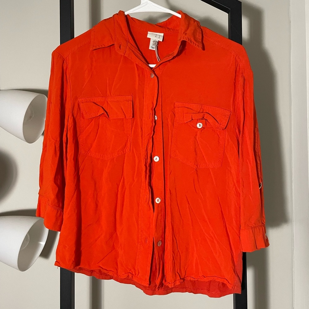 a.n.a Bright Orange Collared Shirt